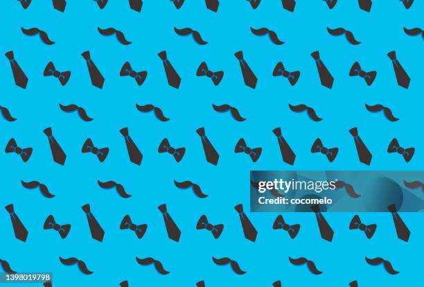 illustrazioni stock, clip art, cartoni animati e icone di tendenza di festa del papà, background. papillon, cravatta, baffi. - papillon accessorio da portare al collo