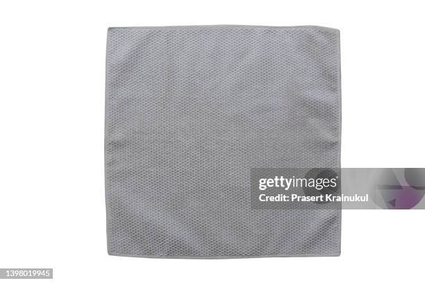 gray table cloth or flannel isolated with clippng path on whte background - folded towels stock pictures, royalty-free photos & images