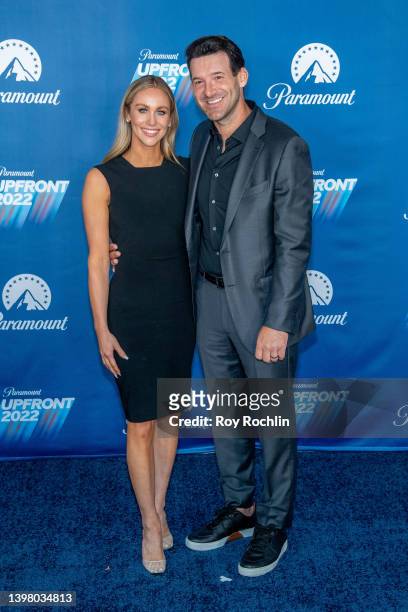 Candice Crawford and Tony Romo attend the 2022 Paramount Upfront at 666 Madison Avenue on May 18, 2022 in New York City.