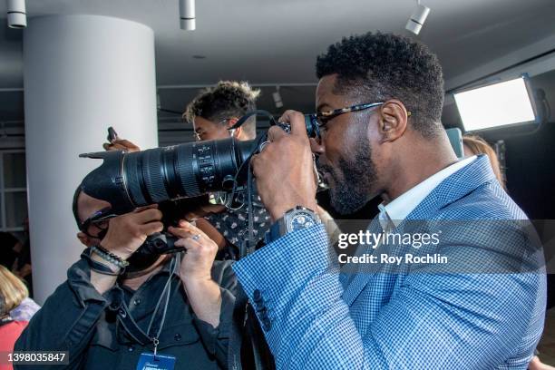 Nate Burleson joins the press line during the 2022 Paramount Upfront at 666 Madison Avenue on May 18, 2022 in New York City.