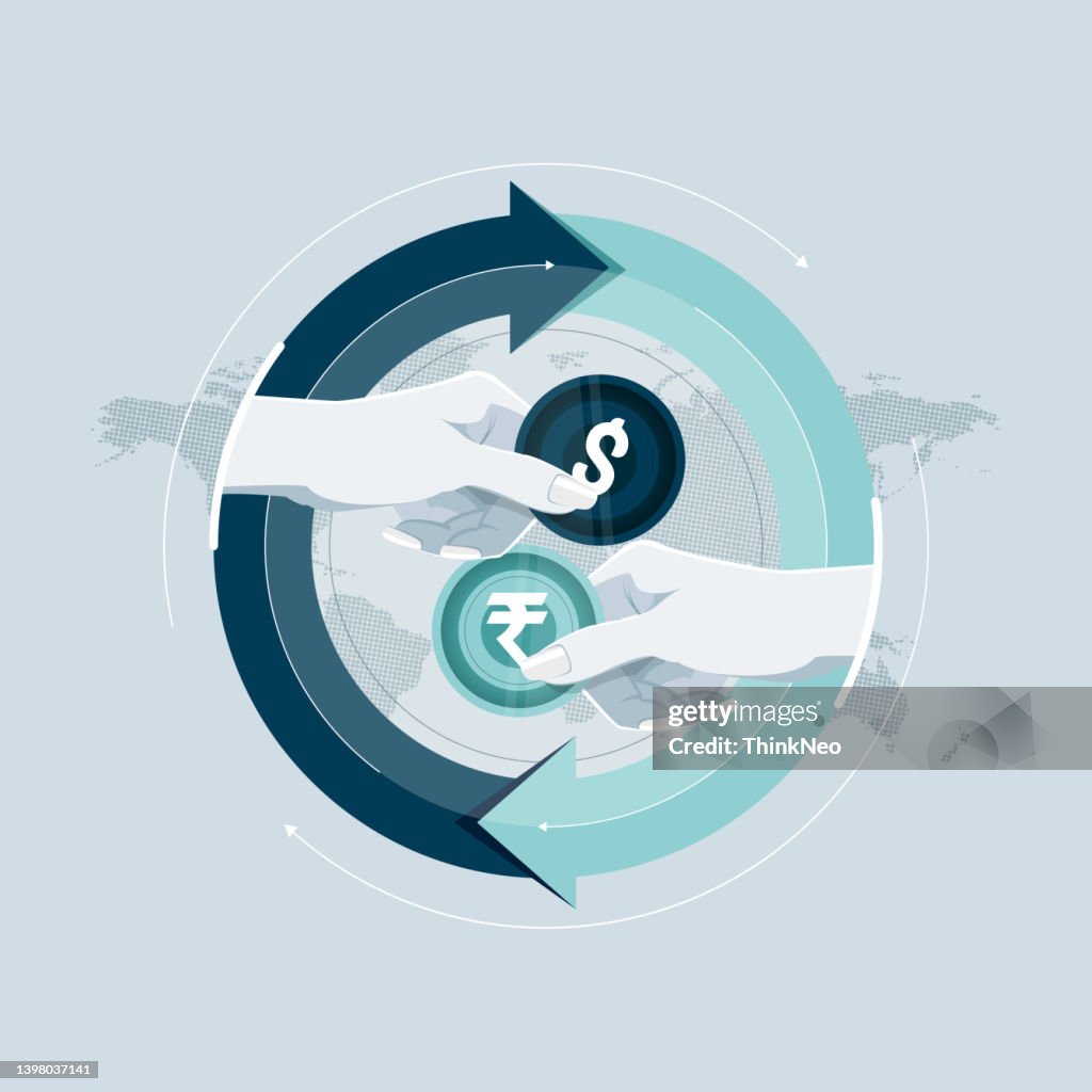 Currency exchange and International financial market, bank operation services concept