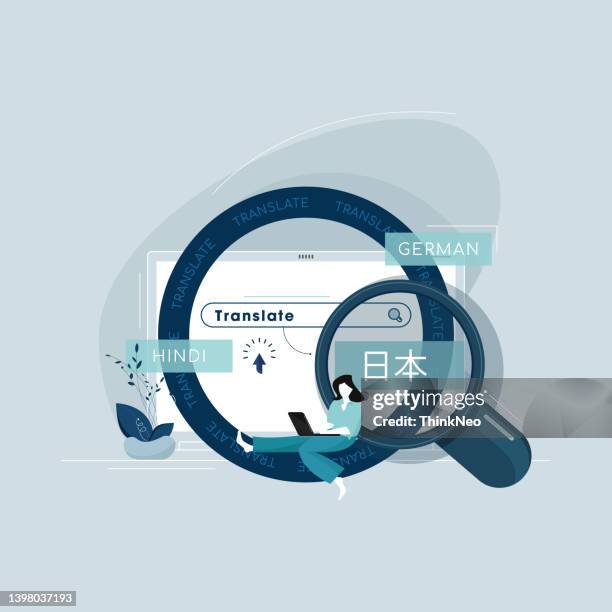 content translation and localization, online translator and language e-learning course - glossary of terms stock illustrations