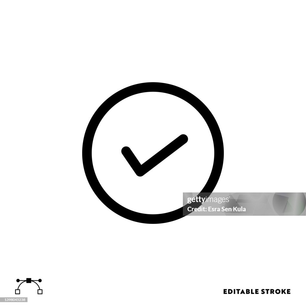Aprobar el diseño de iconos de línea con trazo editable. Adecuado para el diseño de páginas web, aplicaciones móviles, UI, UX y GUI.