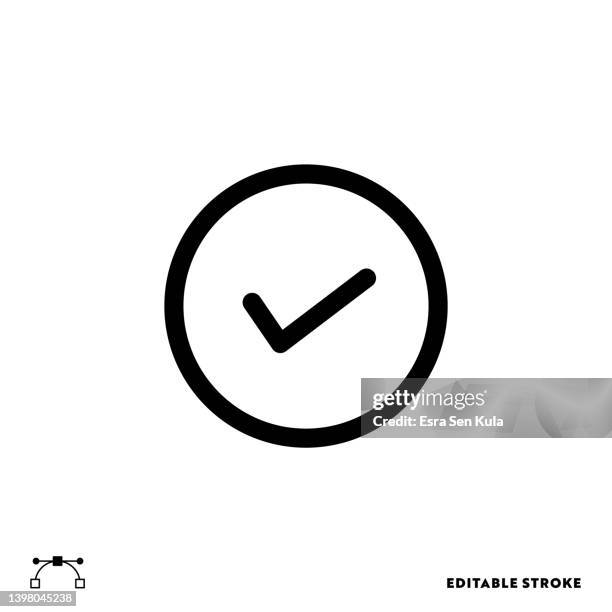 ilustraciones, imágenes clip art, dibujos animados e iconos de stock de aprobar el diseño de iconos de línea con trazo editable. adecuado para el diseño de páginas web, aplicaciones móviles, ui, ux y gui. - check