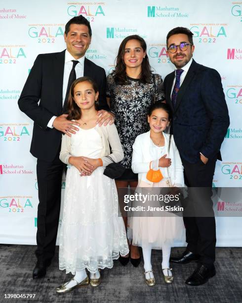 Bernardo Sosa, Angela Sosa and Diego Goletto attend the Manhattan School of Music Gala 2022 at the Rainbow Room on May 18, 2022 in New York City.