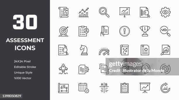 ilustrações de stock, clip art, desenhos animados e ícones de assessment line icon set - identidade