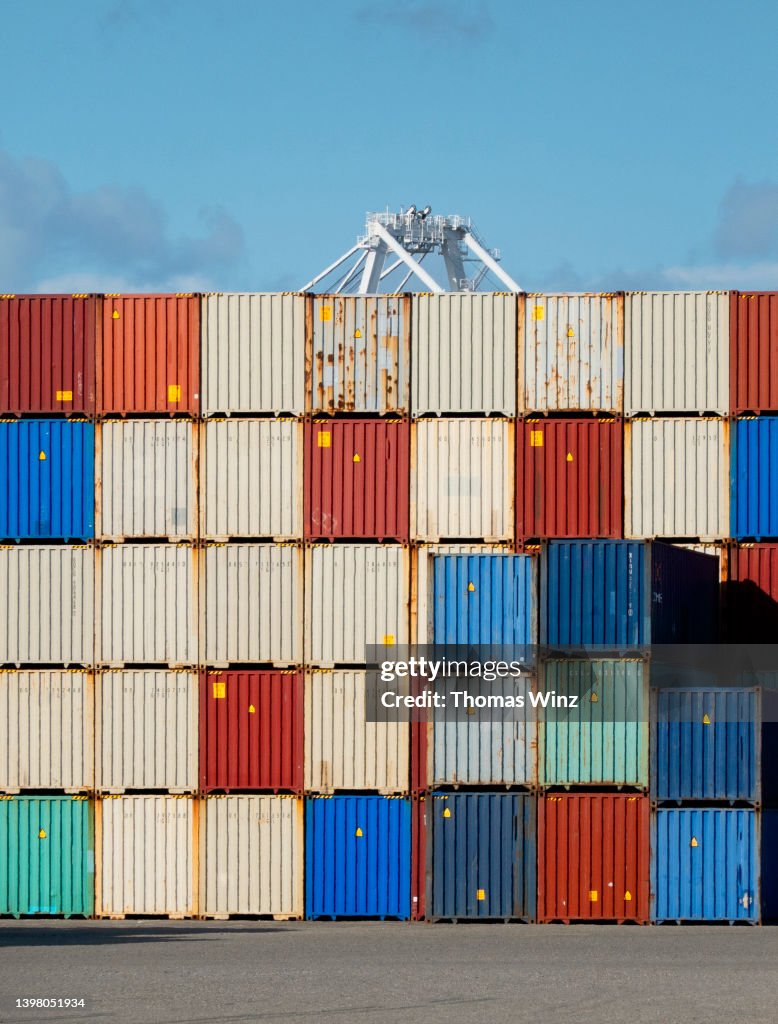 Stacked Shipping Containers High-Res Stock Photo - Getty Images