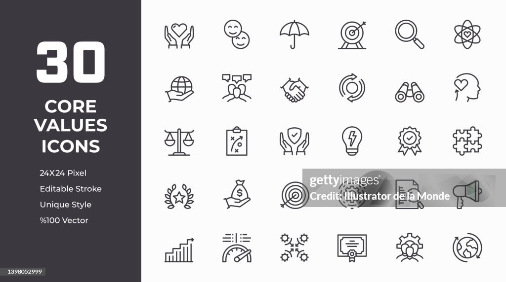 Core Values Line Icon Set