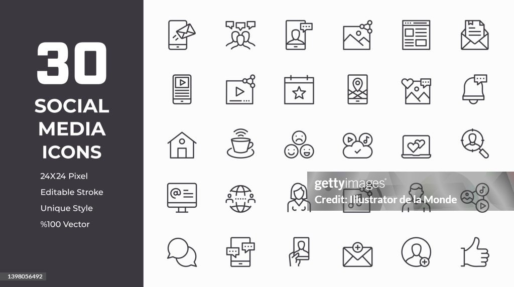 Conjunto de iconos de línea de redes sociales