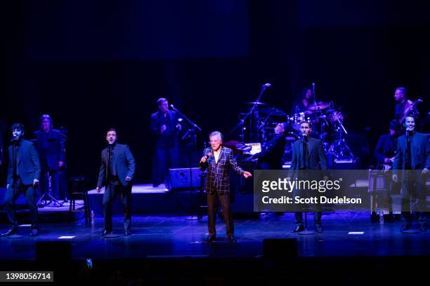 Singer Frankie Valli , founding member of The Four Seasons, performs onstage at Fred Kavli Theater on May 18, 2022 in Thousand Oaks, California.
