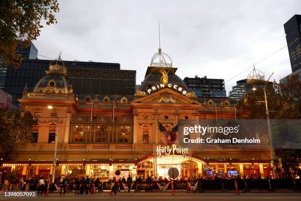 General view of the exterior of Princess Theatre ahead of the opening night of the reimagined production of Harry Potter and the Cursed Childon May...