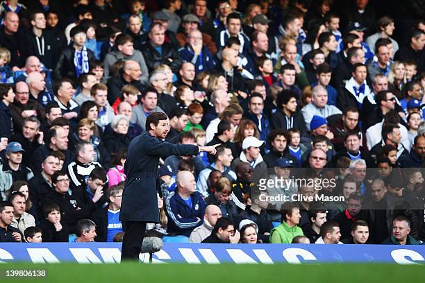 Andre Villas-Boas the Chelsea manager watches from the touchline during the Barclays Premier League match between Chelsea and Bolton Wanderers at...