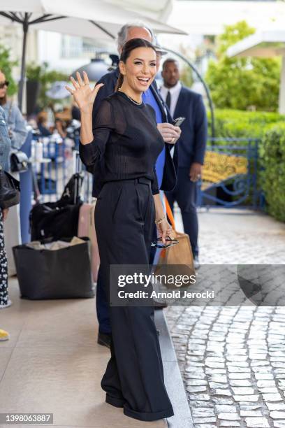 Eva Longoria is seen at the Martinez Hotel during the 75th annual Cannes film festival on May 19, 2022 in Cannes, France.