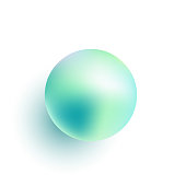Vector isolated volumetric glossy ball or pearl with shadow.