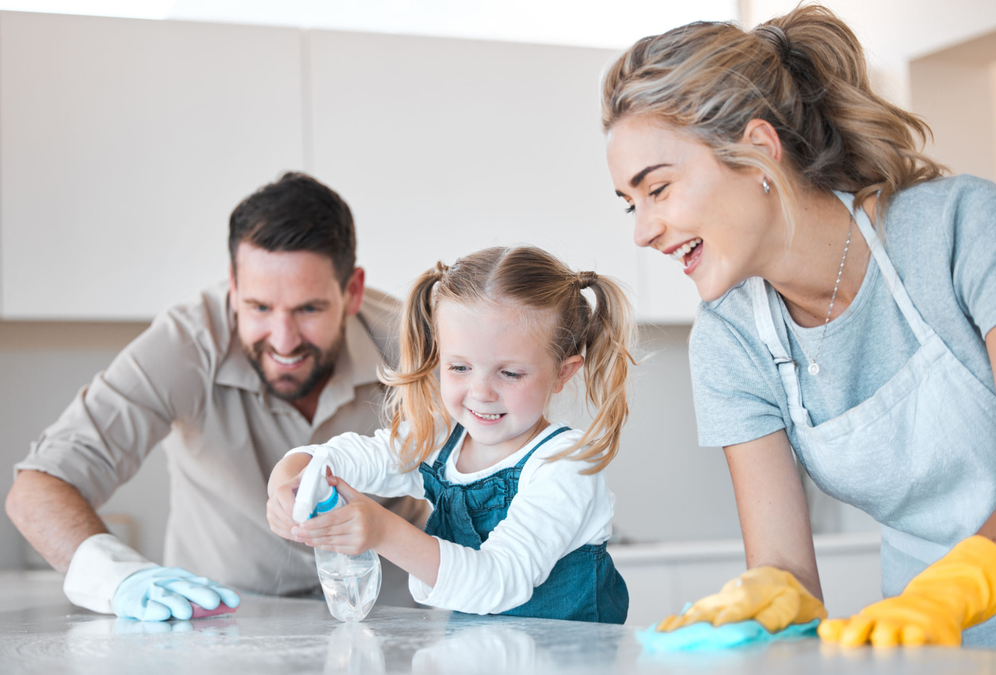happy family clean home