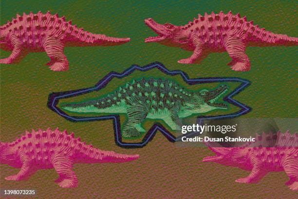 different in the crowd - dinosaur drawing stock illustrations