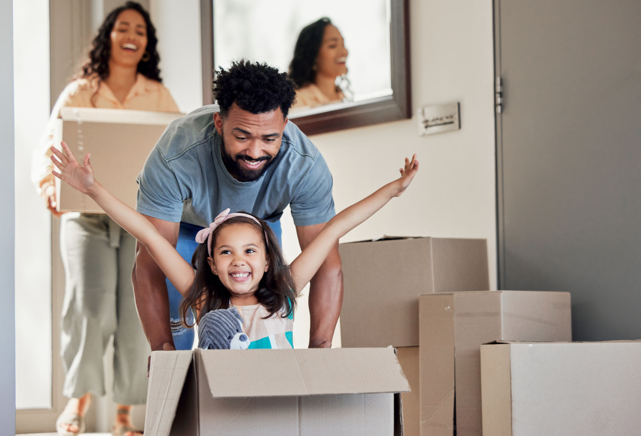 family moving boxes