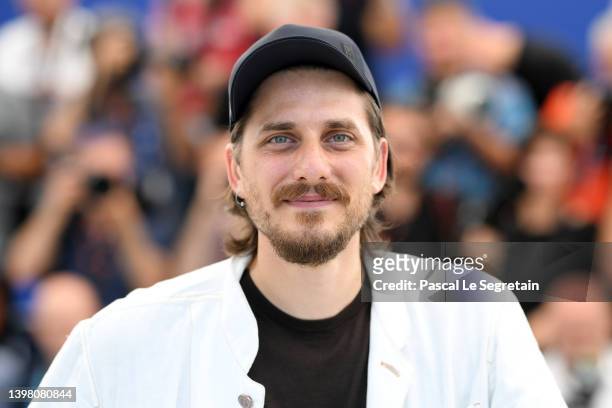 Luca Marinelli attends the photocall for "The Eight Mountains " during the 75th annual Cannes film festival at Palais des Festivals on May 19, 2022...