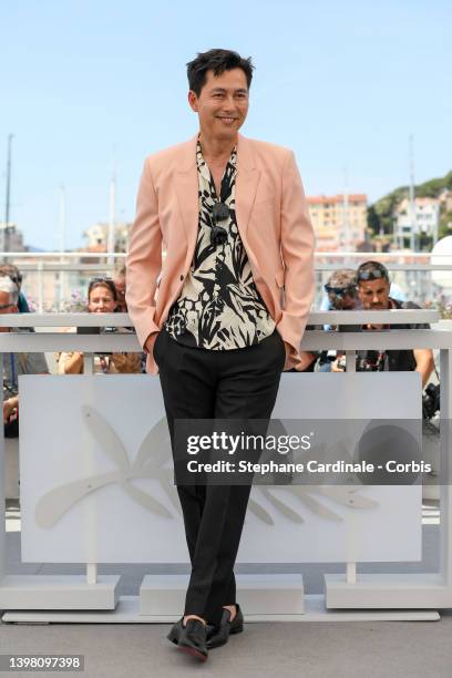 Jung Woo-sung attends the photocall for "Hunt" during the 75th annual Cannes film festival at Palais des Festivals on May 19, 2022 in Cannes, France.