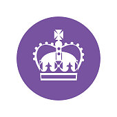Queen's crown engraving on purple background