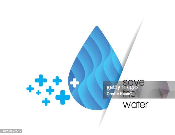 水を節約します。青い水滴ベクトル。 ベクター水滴コンセプトストックイラスト - sea stock illustrations点のイラスト素材／クリップアート素材／マンガ素材／アイコン素材