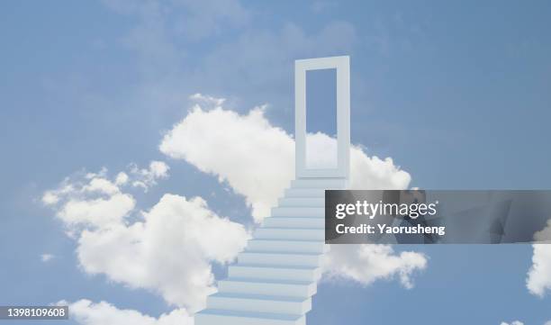 door to heaven on the cloud,free concept photo - endless imagens e fotografias de stock