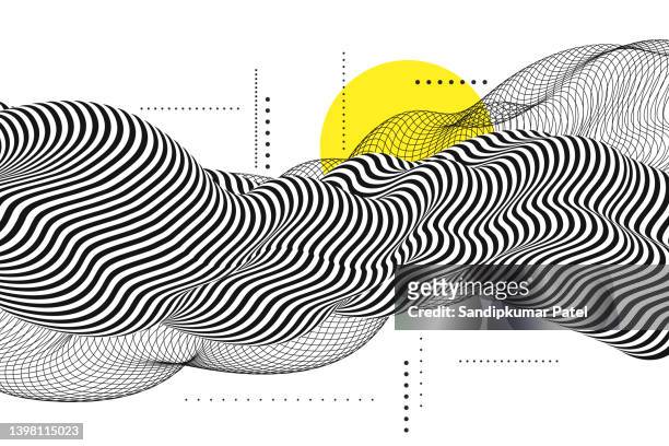black and white design. pattern with optical illusion. - surrealism stock illustrations