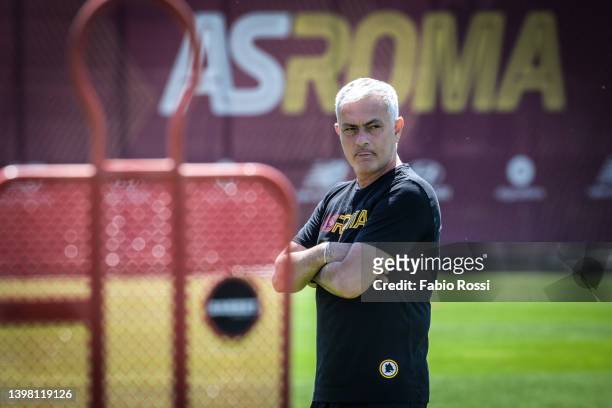 Roma coach Josè Mourinho during a training session at Centro Sportivo Fulvio Bernardini on May 19, 2022 in Rome, Italy.