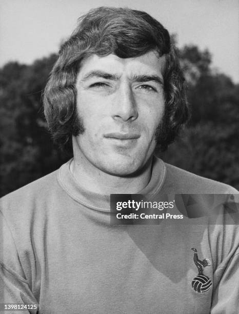 Portrait of Irish professional footballer Pat Jennings, Goalkeeper for Tottenham Hotspur Football Club on 4th August 1971 at the team Cheshunt...