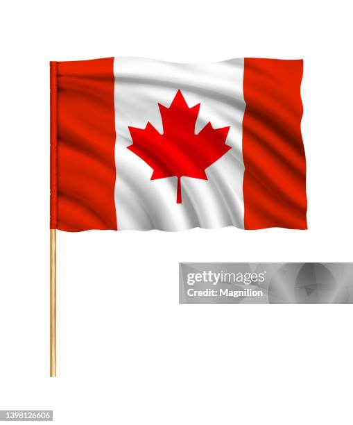 ilustraciones, imágenes clip art, dibujos animados e iconos de stock de bandera de canadá - asta palo