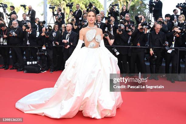 Alessandra Ambrosio attends the screening of "Armageddon Time" during the 75th annual Cannes film festival at Palais des Festivals on May 19, 2022 in...