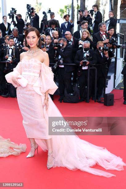 Chriselle Lim attends the screening of "Armageddon Time" during the 75th annual Cannes film festival at Palais des Festivals on May 19, 2022 in...