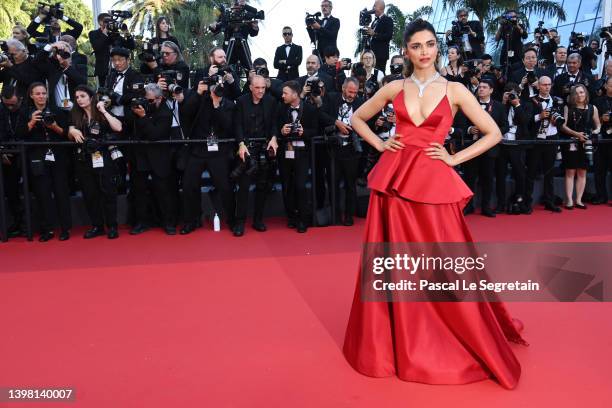 Jury Member Deepika Padukone attends the screening of "Armageddon Time" during the 75th annual Cannes film festival at Palais des Festivals on May...