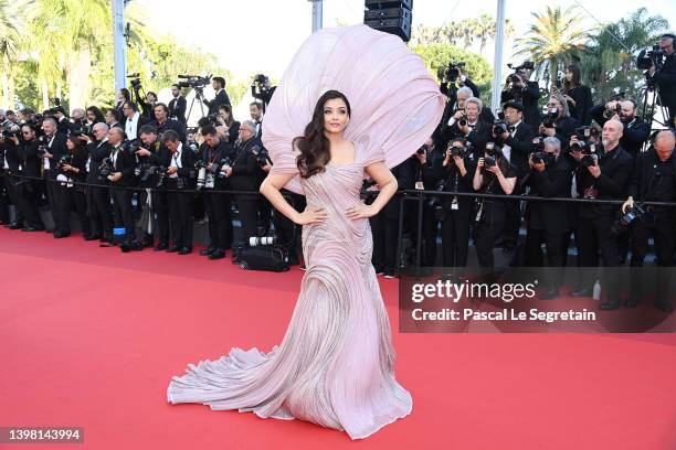 Aishwarya Rai Bachchan attends the screening of "Armageddon Time" during the 75th annual Cannes film festival at Palais des Festivals on May 19, 2022...