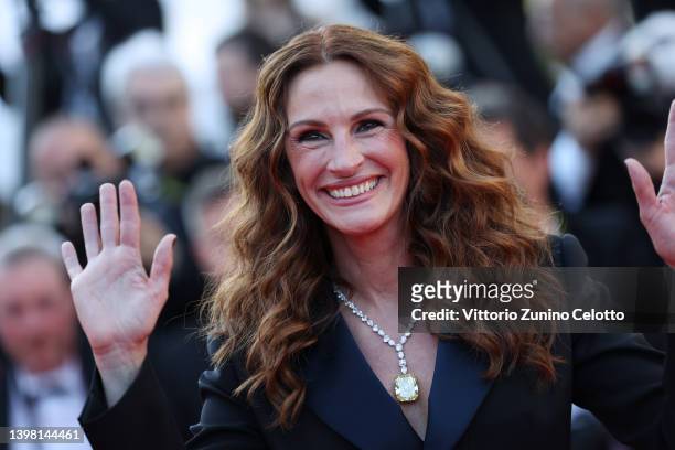Julia Roberts attends the screening of "Armageddon Time" during the 75th annual Cannes film festival at Palais des Festivals on May 19, 2022 in...