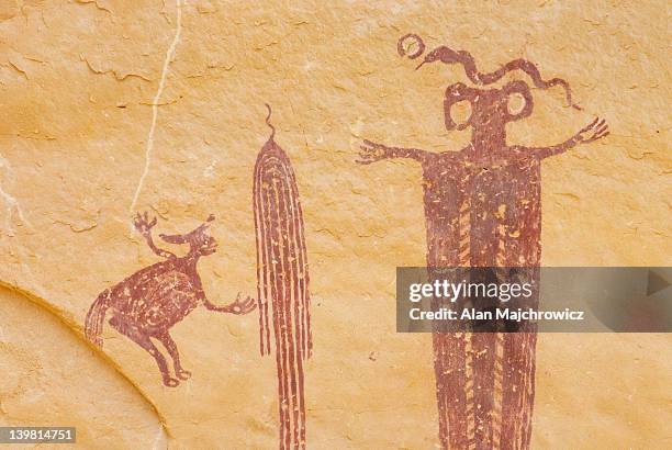 head of sinbad barrier style pictographs san rafael swell, utah, usa - rock art stock pictures, royalty-free photos & images