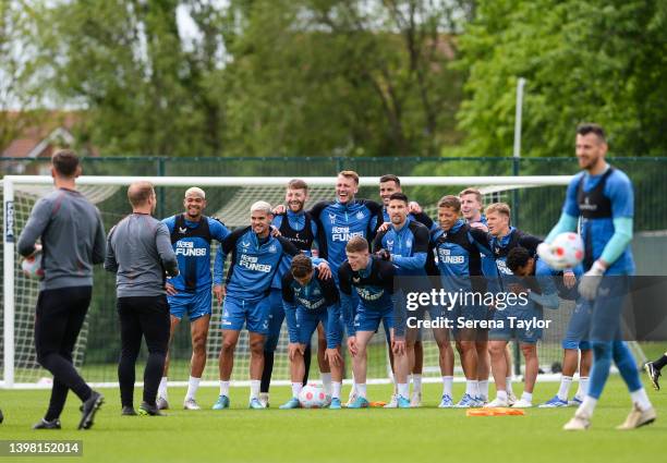 Players seen L-R Joelinton, Bruno Guimaraes, Goalkeeper Mark Gillespie, Kieran Trippier, Dan Burn , Elliot Anderson, Goalkeeper Karl Darlow, Federico...