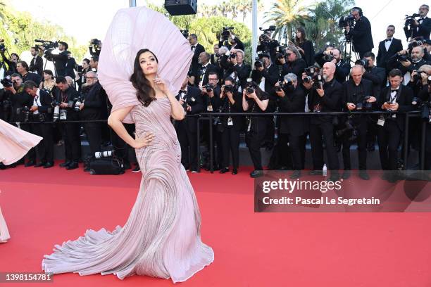 Aishwarya Rai Bachchan attends the screening of "Armageddon Time" during the 75th annual Cannes film festival at Palais des Festivals on May 19, 2022...