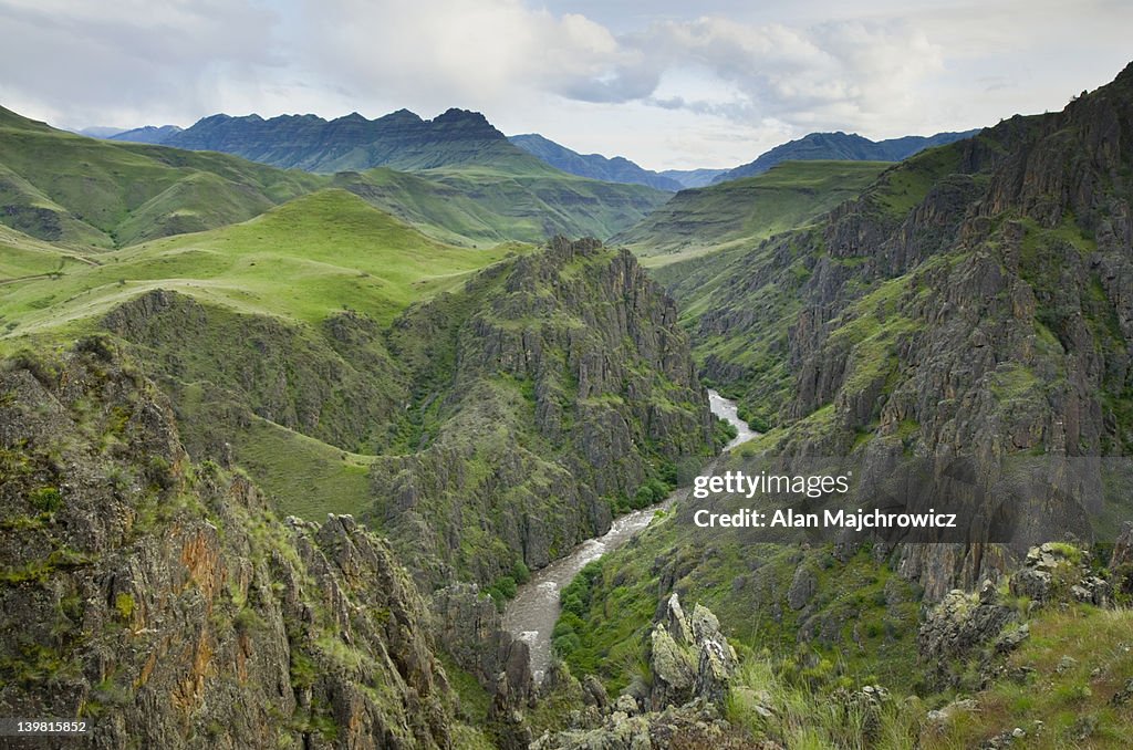 Imnaha River carving its way through Canyon, Hells Canyon Recreation Area Oregon