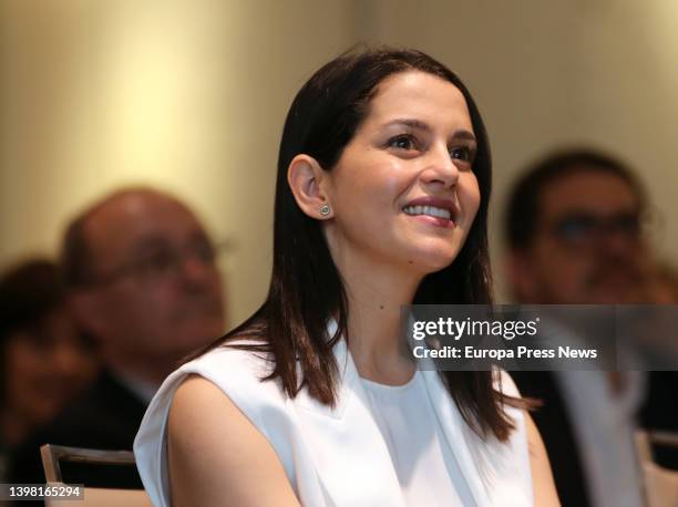 The president of Cs, Ines Arrimadas, attends the colloquium entitled 'Hoja de ruta liberal frente a populismos y nacionalismos', at the Eurobuilding...