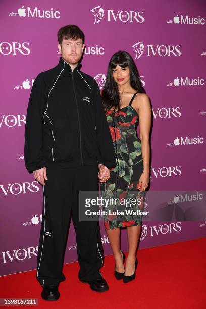 James Blake and Jameela Jamil attends The Ivor Novello Awards 2022 at The Grosvenor House Hotel on May 19, 2022 in London, England.