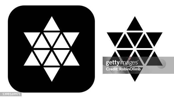 black and white star of david icons 2 - star of david stock illustrations