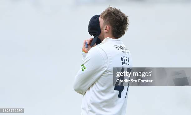 Yorkshire fielder Dominic Bess reacts during the LV= Insurance County Championship match between Yorkshire and Warwickshire at Headingley on May 19,...