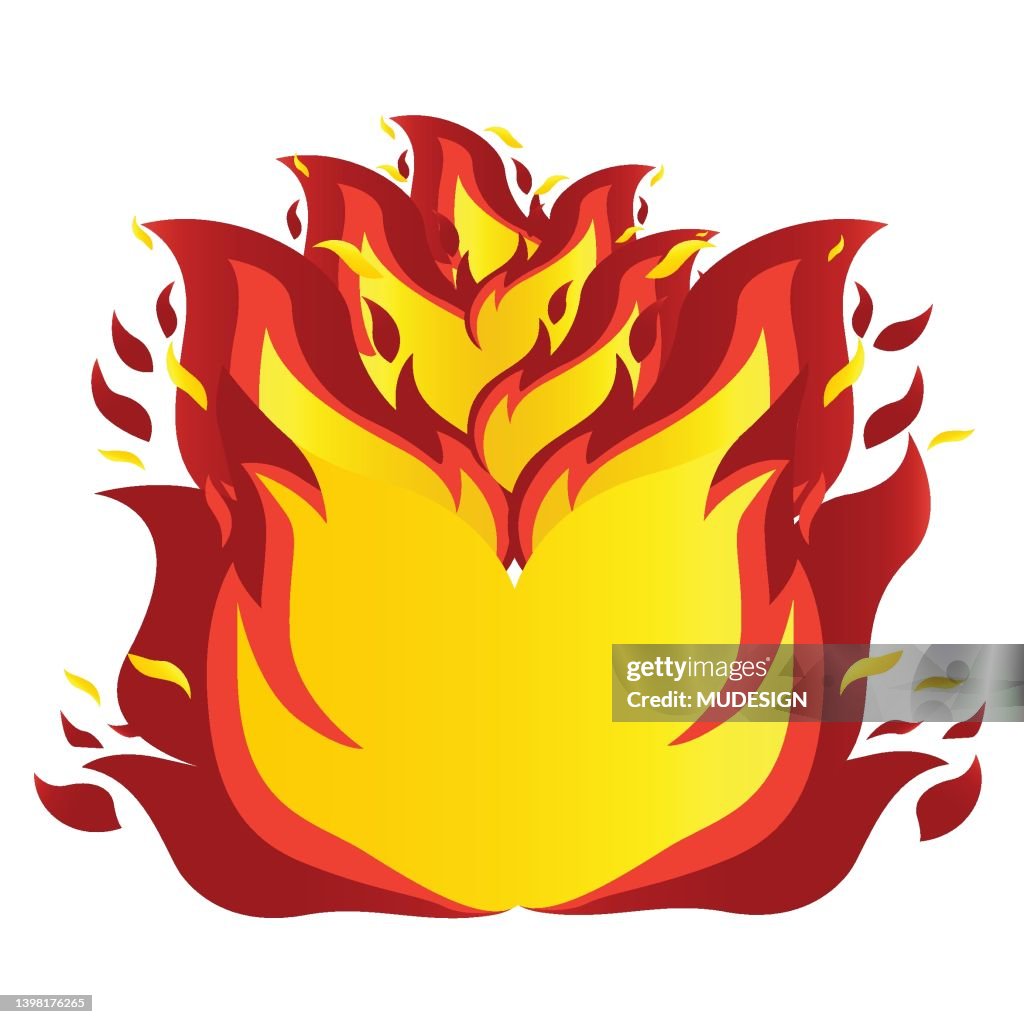 Fire flame icon. Isolated bonfire sign, emoticon flame symbol isolated on white