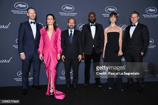 Jury Members Joachim Trier, Noomi Rapace, Asghar Farhadi, Ladj Ly, Rebecca Hall and Jeff Nichols attend the photocall for the Chopard Trophy during...