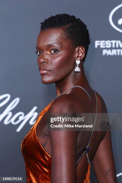 Sheila Atim attends the photocall for the Chopard Trophy during the 75th annual Cannes film festival at Martinez Hotel on May 19, 2022 in Cannes,...