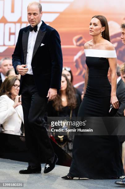 Prince William, Duke of Cambridge and Catherine, Duchess of Cambridge attend "Top Gun: Mavertick" Royal Film Performance at Leicester Square on May...