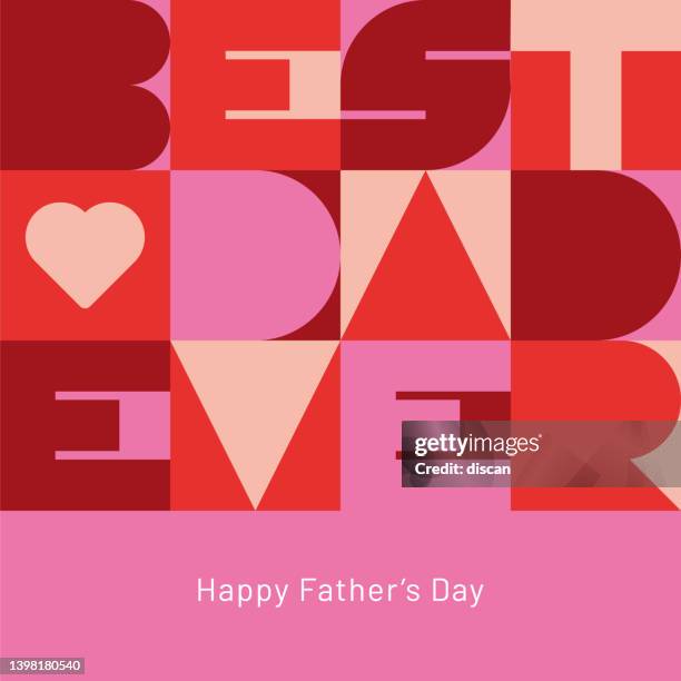 stockillustraties, clipart, cartoons en iconen met father's day greeting card with geometric typography. - laura linney lights the empire state building in honor of red nose day