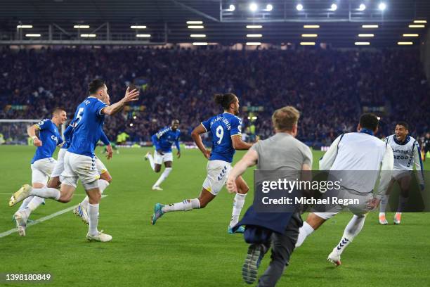 Dominic Calvert-Lewin of Everton celebrates after scoring their sides third goal during the Premier League match between Everton and Crystal Palace...