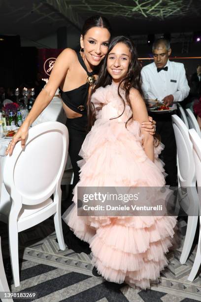 Eva Longoria and Rebecca attend the photocall for the Global Gift Gala during the 75th annual Cannes film festival at JW Marriott on May 19, 2022 in...